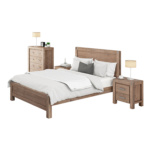 Nowra Bedroom Suite 4 Pcs In Solid Acacia Timber In Multiple Size & Colour